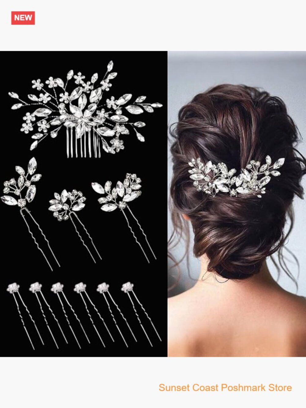 10 Crystal Hair Pins Rhinestone Bridal Hair Piece Wedding Hair Accessories Set